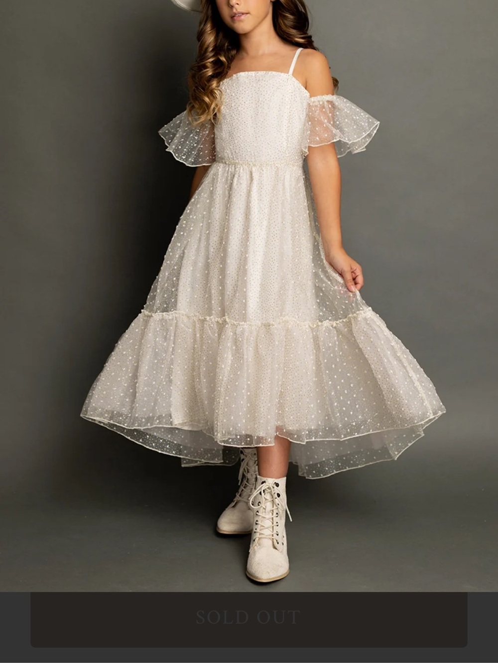 Mia Joy - Joyfolie - Girls Chloe dress Cream Sparkle Dot Tulle Dress